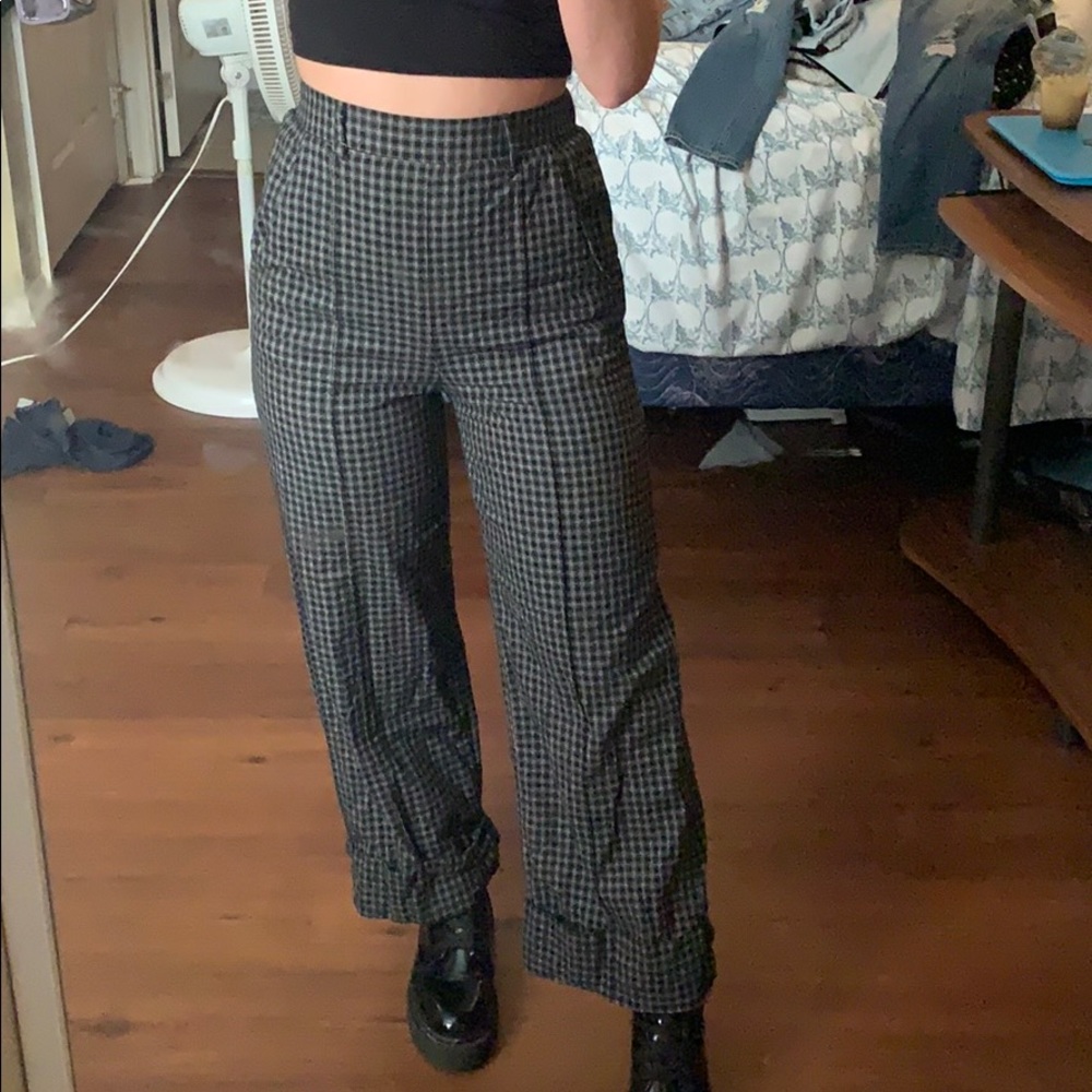 High waist checkered pants